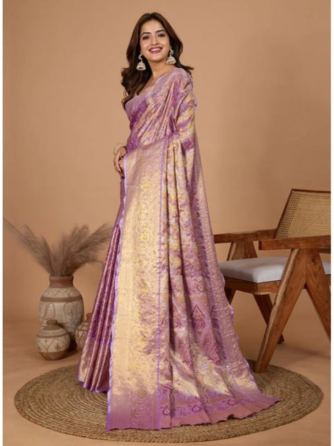 Women's Jacquard Saree With Unstitched Blouse 5.5Mtr (Multicolor)