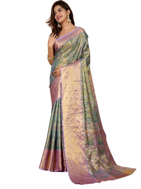 Women's Jacquard Saree With Unstitched Blouse 5.5Mtr (Multicolor)