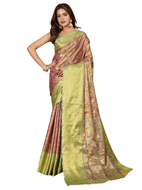 Women's Jacquard Saree With Unstitched Blouse 5.5Mtr (Multicolor)