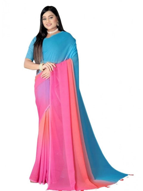 Women's Georgette Floral Printed Saree With Unstitched Blouse 5.5Mtr (Multicolor)