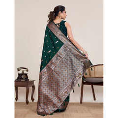 Generic Women's Jacquard Woven Saree With Unstitched Blouse 5.5Mtr (Green)