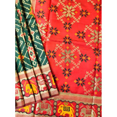 Generic Women's Patola Silk Meena And Zari Woven Saree With Unstitched Blouse 5.5Mtr (Blue)