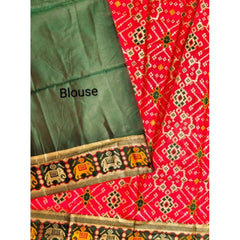 Women's Patola Silk Meena And Zari Woven Saree With Unstitched Blouse 5.5Mtr (Red)