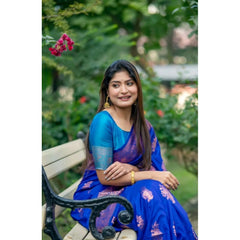 Women's Katan_Silk Zari_Weaving Saree With Unstitched Blouse 5.5Mtr (Royal_Blue)