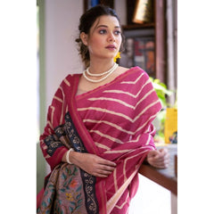 Women's Faux_Tussar_Silk Geometric_Print Saree With Unstitched Blouse 5.5Mtr (Light_Pink)
