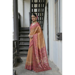 Generic Women's Faux_Tussar Ikat Saree With Unstitched Blouse 5.5Mtr (Rust)