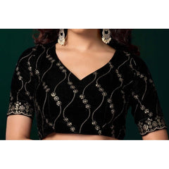 Generic Women's Net Sequence Saree With Unstitched Blouse 5.5Mtr (Wine)