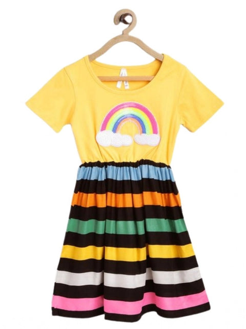 Generic Girl's Cotton Striped Short Sleeve Dress (Multicolor)