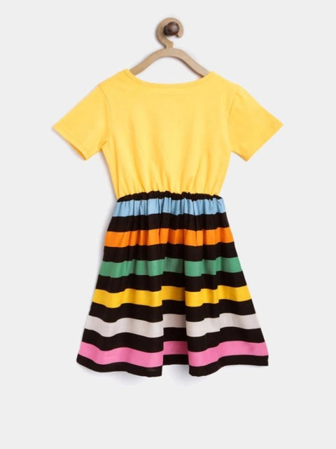 Generic Girl's Cotton Striped Short Sleeve Dress (Multicolor)