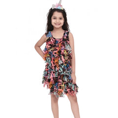 Generic Girl's Chiffon Ruffled Sleeveless Dress (Black)