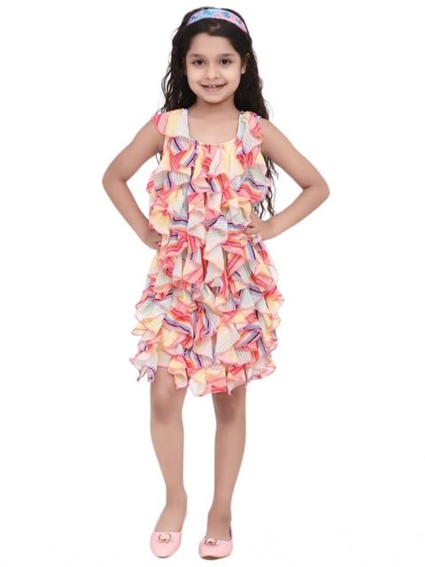 Generic Girl's Chiffon Ruffled Sleeveless Dress (Multicolor)