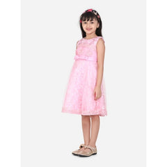 Generic Girl's Net Embroidered Sleeveless Dress (Pink)