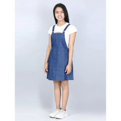 Generic Girl's Denim Solid Sleeveless Dress (Blue)