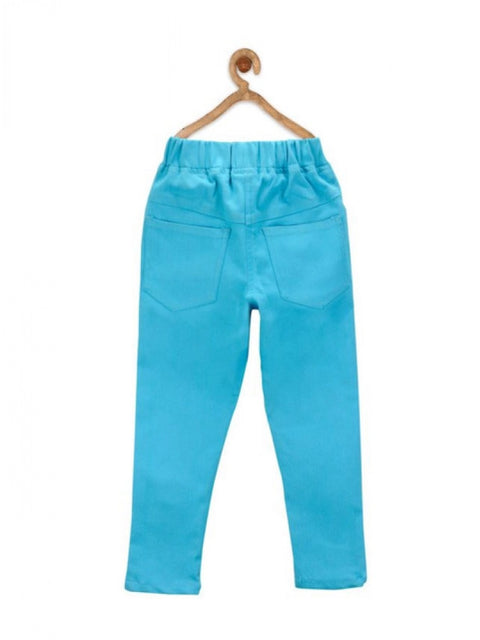 Generic Girl's Denim Solid Elasticated Jeggings cum Jeans (Blue)
