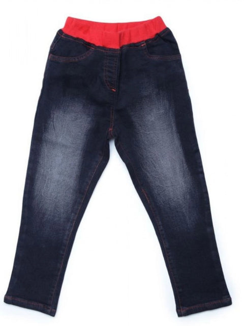 Generic Girl's Denim Ribbed Elasticated Jeans (Black)