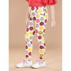 Generic Girl's Cotton Lycra Floral Elasticated Jeggings (Multicolor)