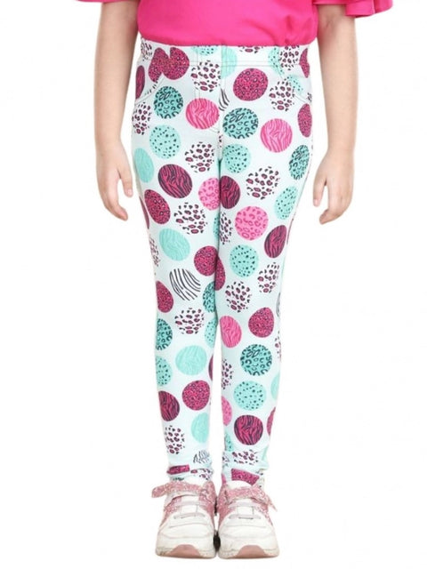 Generic Girl's Cotton Lycra Floral Elasticated Jeggings (Multicolor)