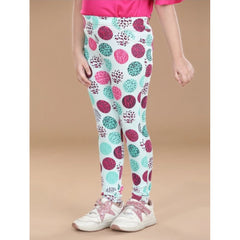 Generic Girl's Cotton Lycra Floral Elasticated Jeggings (Multicolor)