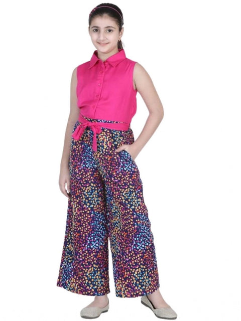 Generic Girl's Bodice-Rayon Colour Block Sleeveless Jumpsuit (Multicolor)