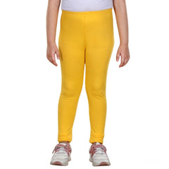 Generic Girl's Cotton Lycra Solid Elasticated Leggings (Yellow)