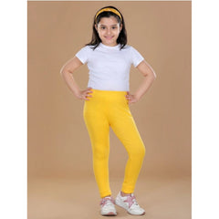 Generic Girl's Cotton Lycra Solid Elasticated Leggings (Yellow)