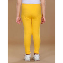 Generic Girl's Cotton Lycra Solid Elasticated Leggings (Yellow)