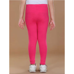 Generic Girl's Cotton Lycra Solid Elasticated Leggings (Pink)
