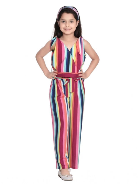 Generic Girl's Polyester Crepe Floral Cold Shoulder Crop Top and Pallazo Set (Multicolor)