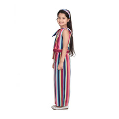 Generic Girl's Polyester Crepe Floral Cold Shoulder Crop Top and Pallazo Set (Multicolor)