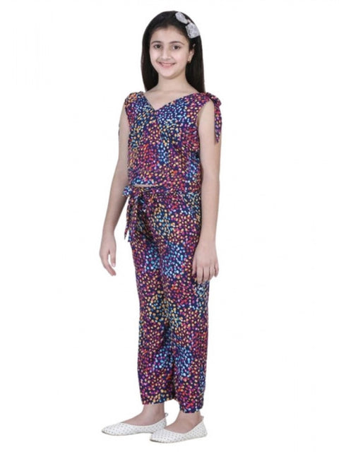 Generic Girl's Polyester Crepe Floral Short Sleeve Set (Multicolor)