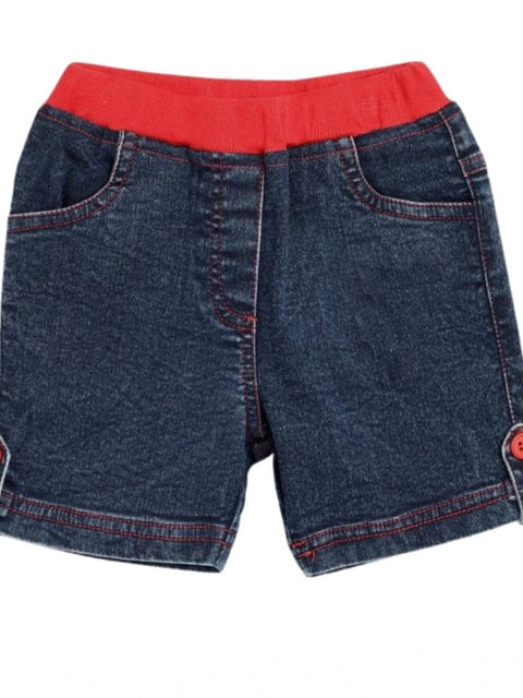 Generic Girl's Denim Lace Inserts Sleeveless Shorts (Blue-Red)