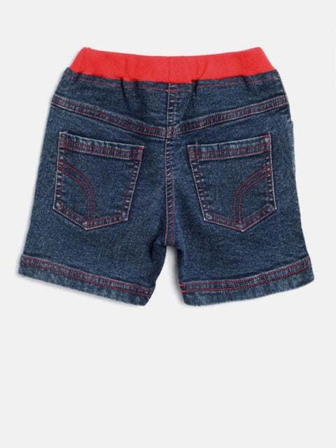 Generic Girl's Denim Lace Inserts Sleeveless Shorts (Blue-Red)