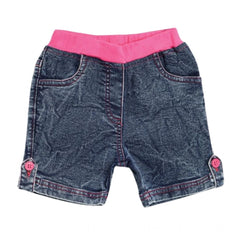 Generic Girl's Denim Lace Inserts Sleeveless Shorts (Blue-Pink)