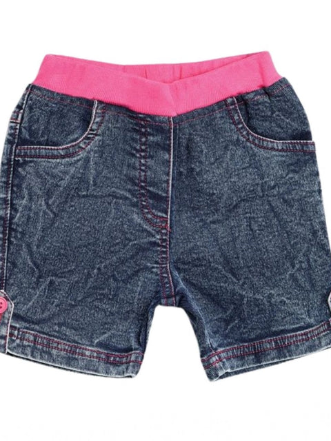 Generic Girl's Denim Lace Inserts Sleeveless Shorts (Blue-Pink)