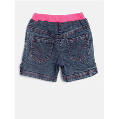 Generic Girl's Denim Lace Inserts Sleeveless Shorts (Blue-Pink)