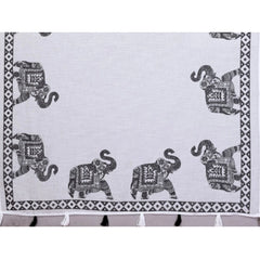 Generic Women's Linen Cotton Printed Saree With Unstitched Blouse 5.5Mtr (White)