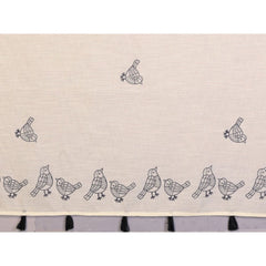 Generic Women's Linen Cotton Printed Saree With Unstitched Blouse 5.5Mtr (Off White)