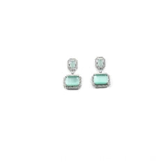Women's Brass Silver Plated Drop Earrings (Turquoise)