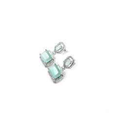 Women's Brass Silver Plated Drop Earrings (Turquoise)