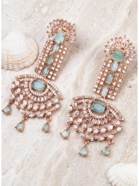 Women's Brass Silver Plated Drop Earrings (Turquoise)