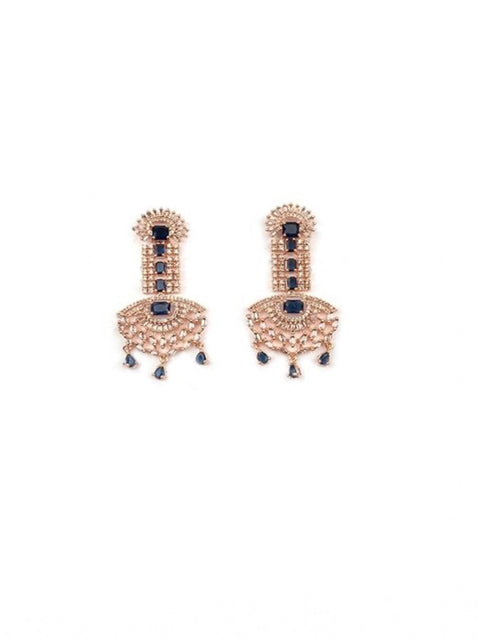 Women's Brass Silver Plated Drop Earrings (Blue)