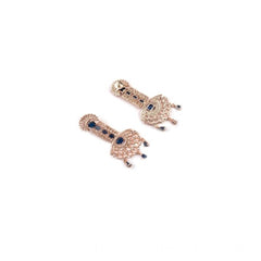 Women's Brass Silver Plated Drop Earrings (Blue)