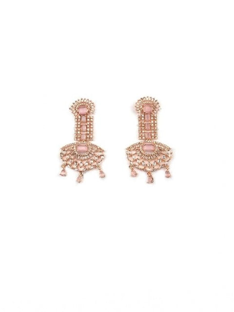 Women's Brass Silver Plated Drop Earrings (Pink)