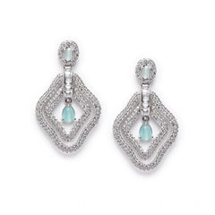Women's Brass Silver Plated Drop Earrings (Turquoise)