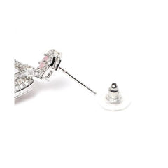 Women's Brass Silver Plated Drop Earrings (Pink)