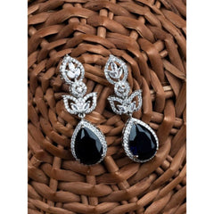 Women's Brass Silver Plated Drop Earrings (Blue)