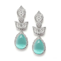 Women's Brass Silver Plated Drop Earrings (Turquoise)