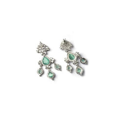 Women's Brass Silver Plated Drop Earrings (Turquoise)