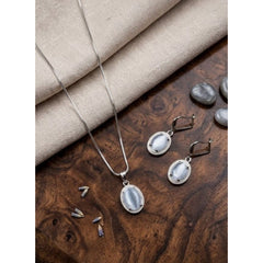 Women's Brass Silver Plated Pendant Set (Grey)
