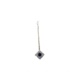 Women's Brass Silver Plated Pendant Set (Blue)